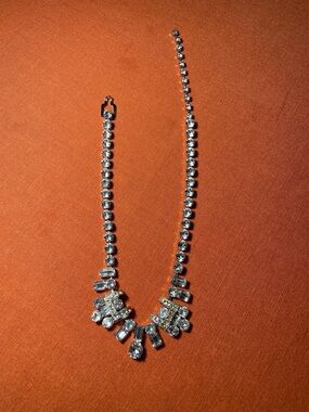 Vintage Eisenberg Crystal Statement Necklace in Silver